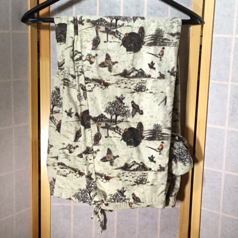 Men’s Large pjs bottom pants, turkey and pheasant